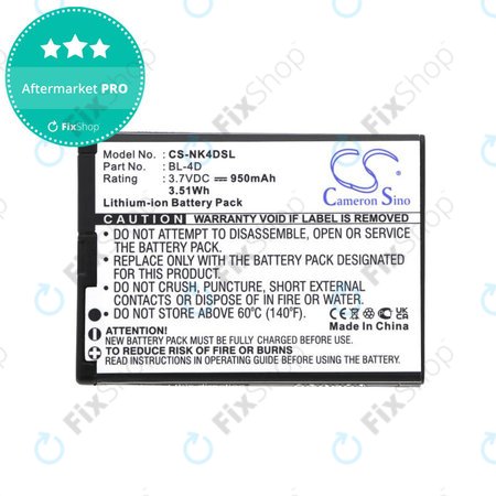 Batterie pour Nokia N97 Mini, E5, E7, BLU Hero 2, 950mAh, Li-Ion, 3.7V, BL-4D, HQ