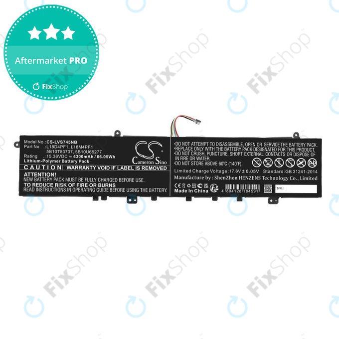 Batterie pour Lenovo Yoga, 4300mAh, Li-Pol, 15.36V, L18D4PF1, HQ