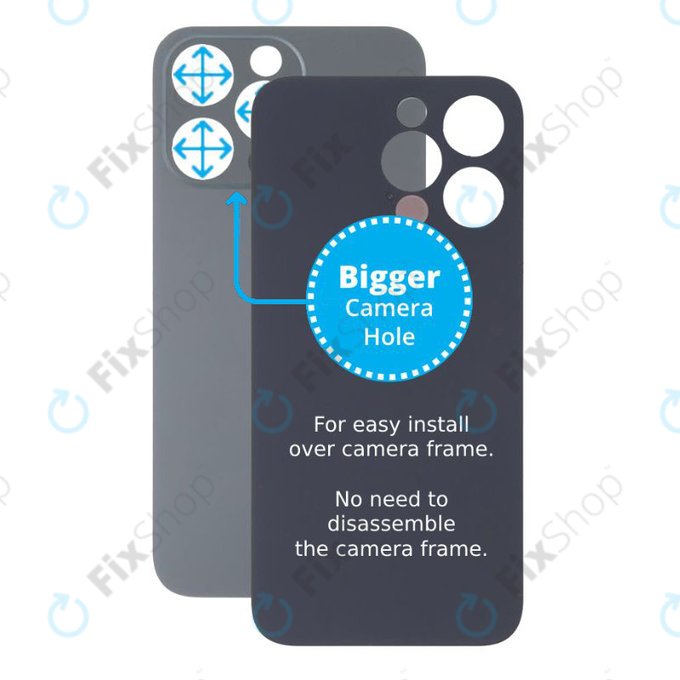 Apple iPhone 13 Pro - Verre du boîtier arrière avec plus grand trou pour la caméra (graphite)