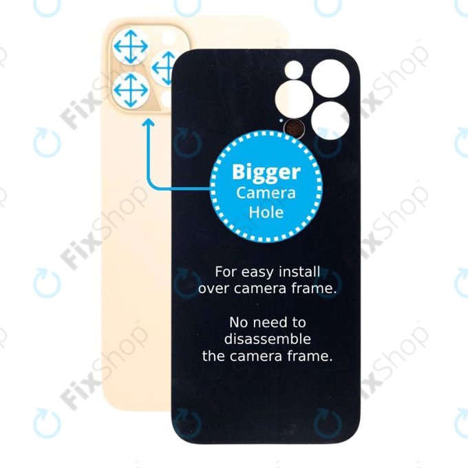 Apple iPhone 12 Pro Max - Verre du boîtier arrière avec plus grand trou pour l'appareil photo (Or)