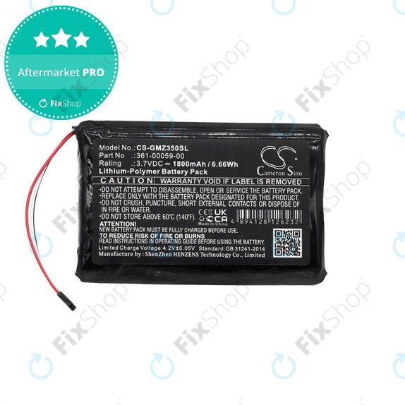 Batterie pour Garmin Zumo 340LM, 350LM, 390LM, 1800mAh, Li-Pol, 3.7V, 361-00059-00, HQ