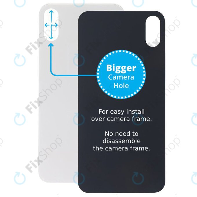 Apple iPhone XS Max - Verre du boîtier arrière avec plus grand trou pour l'appareil photo (Silver)