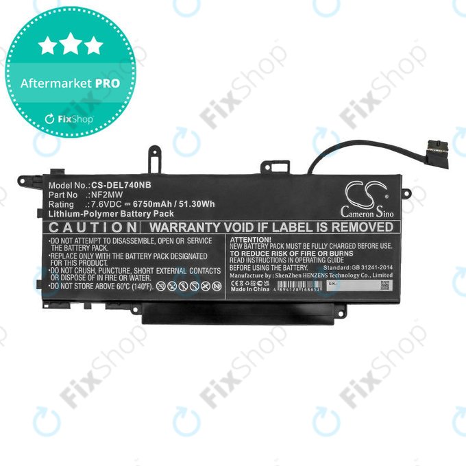 Batterie pour Dell Latitude 7310 2-in-1, 7400 2-in-1, 6750mAh, Li-Pol, 7.6V, NF2MW, HQ