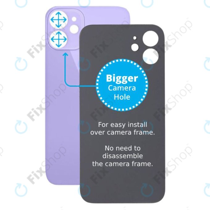 Apple iPhone 12 Mini - Verre du boîtier arrière avec plus grand trou pour l'appareil photo (violet)