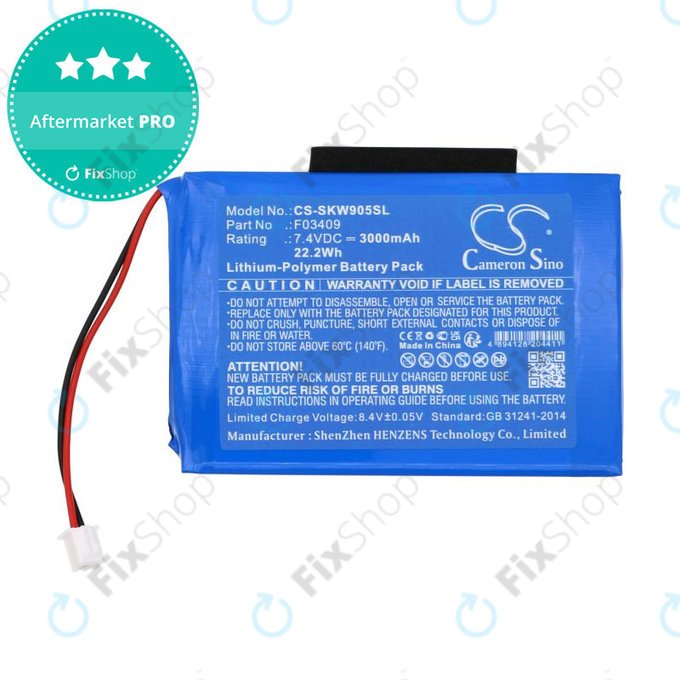 Batterie pour Satlink WS-6902, WS-6905, 3000mAh, Li-Pol, 7.4V, F03409, HQ