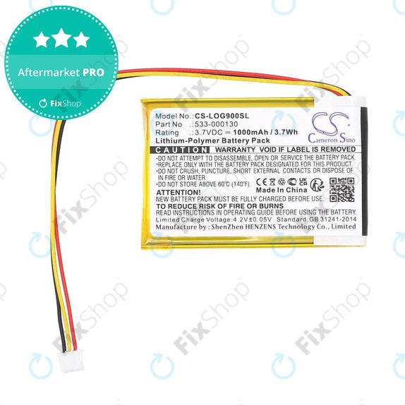 Batterie pour Logitech G403, G703, G900, G903, 1000mAh, Li-Pol, 3.7V, 533-000130, HQ