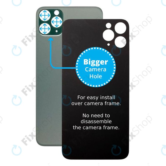 Apple iPhone 11 Pro - Verre du boîtier arrière avec plus grand trou pour la caméra (vert)