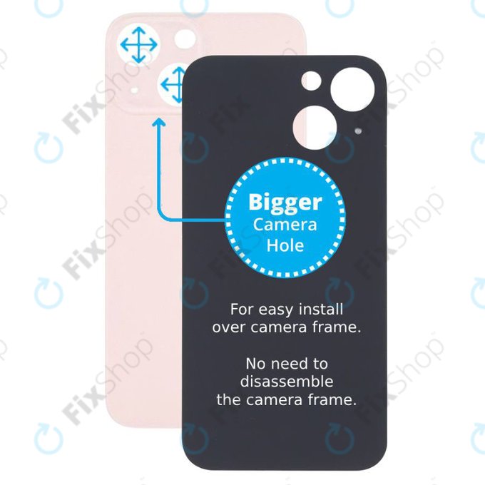Apple iPhone 13 Mini - Verre du boîtier arrière avec plus grand trou pour l'appareil photo (rose)