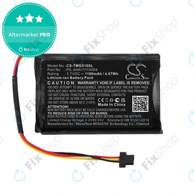 Batterie pour TomTom Go 510, 1100mAh, Li-Ion, 3.7V, AHA11110004, HQ