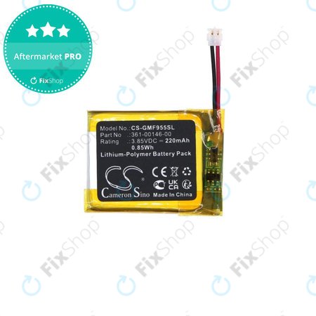 Batterie pour Garmin Forerunner 955 Solar, 220mAh, Li-Pol, 3.85V, 361-00146-00, HQ