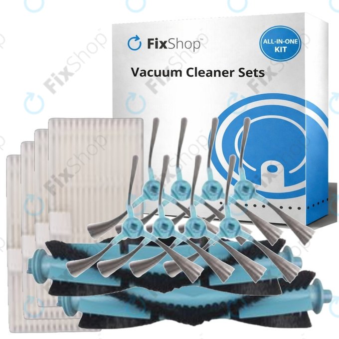 Kit de pièces de rechange pour Tesla IQ400, IQ400 Plus, Sencor 6485BK (2x Brosse principale, 4x Filtre, 8x Brosse latérale)