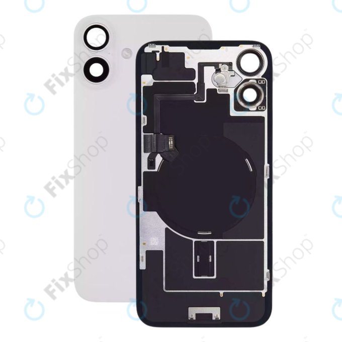 Apple iPhone 16 Plus - Verre de la coque arriere + Verre de caméra + Plaque en métal + Aimants MagSafe (White)
