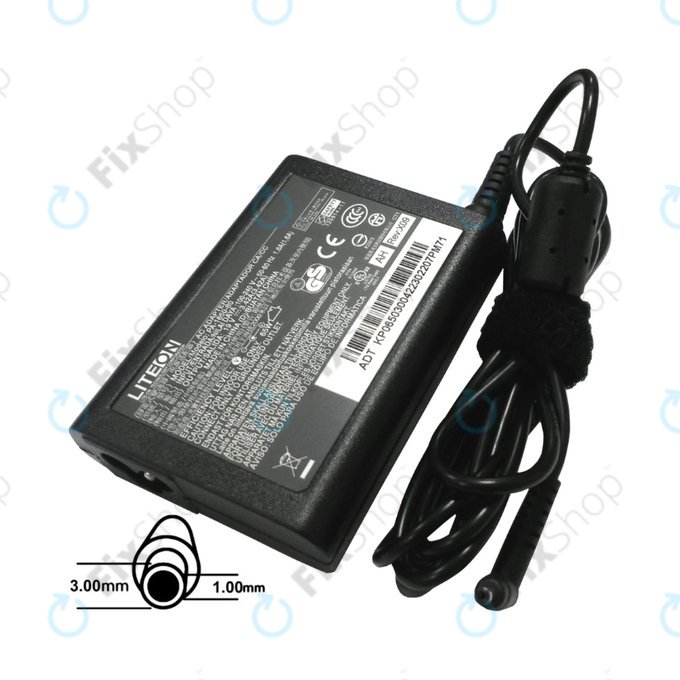 Adaptateur de charge pour Acer, 77011089, 65W, 19V, Noir, Genuine Service Pack