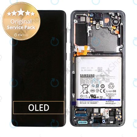 Samsung Galaxy S21 G991B - Écran LCD + Ecran Tactile + Cadre + Batterie (Gris Phantom) - GH82-24716A, GH82-24718A Genuine Service Pack