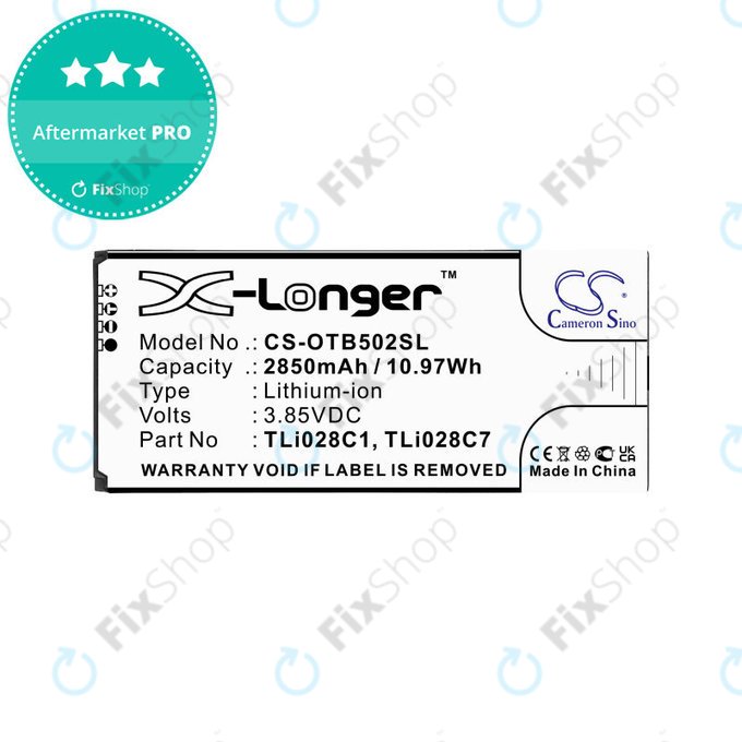 Batterie pour Alcatel 1b 2020, Alcatel Ot-5002a, 2850mAh, Li-Ion, 3.85V, TLI028C1, HQ