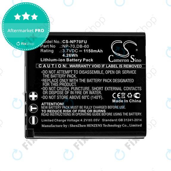 Batterie pour Panasonic Lumix DMC-FX01, 1150mAh, Li-Ion, 3.7V, CGA-S005, HQ