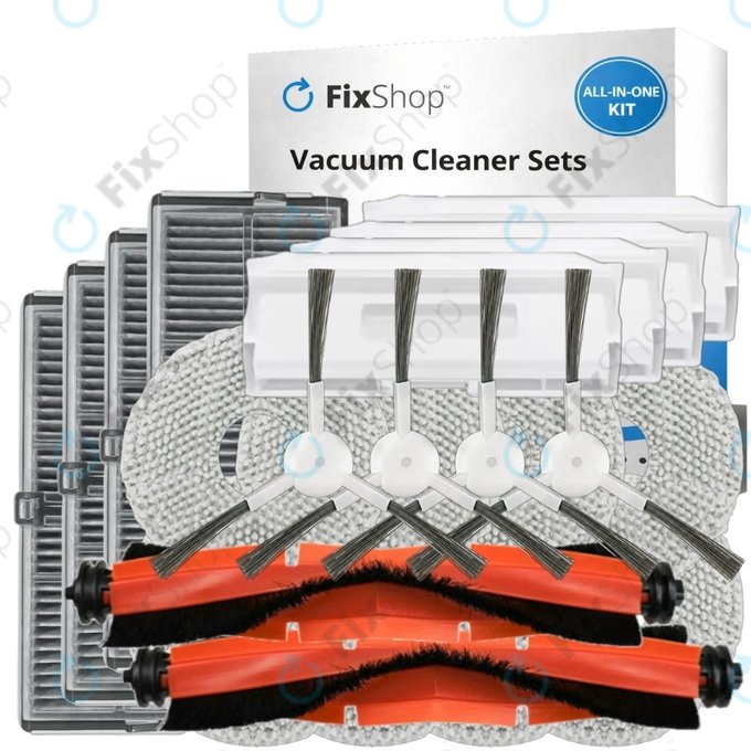 Kit de pièces de rechange pour Xiaomi Robot Vacuum H40 - Complete set XL (2x Brosse principale, 4x Filtre, 4x Brosse latérale, 8x Chiffon de vadrouille, 4x Sac à poussière)