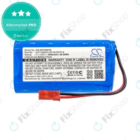 Batterie pour Electropan ilife V5, V5s, 2600mAh, Li-Ion, 11.1V, ICP 186500-22F-M-3S1P-S, HQ