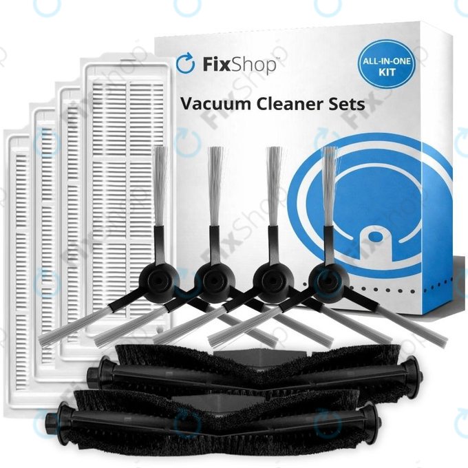 Kit de pièces de rechange pour Xiaomi Viomi V3 MAX (2x Brosses principales, 4x Filtres, 4x Brosses latérales)