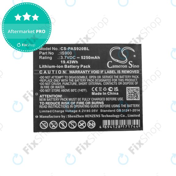 Batterie pour Pax A920, A920c, 5250mAh, Li-Ion, 3.7V, IS900, HQ