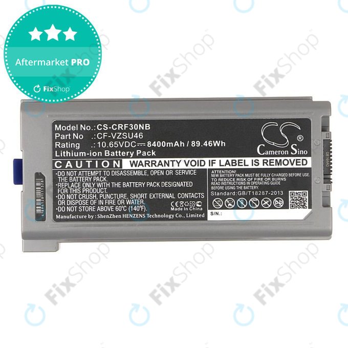 Batterie pour Panasonic Toughbook CF-30, 31, 53, 8400mAh, Li-Ion, 10.65V, CF-VZSU46, HQ