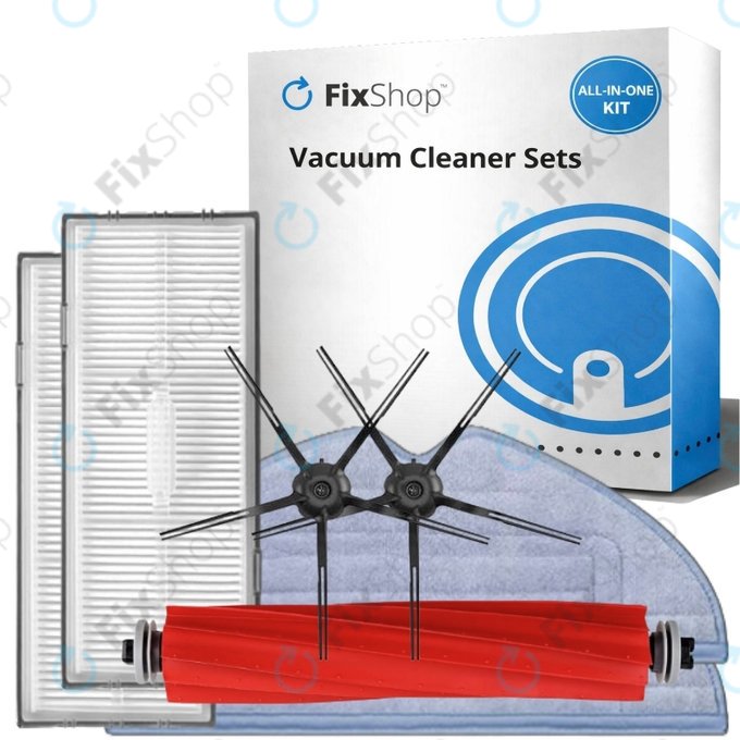 Kit de pièces de rechange pour Xiaomi Roborock S7, S7 MaxV Ultra (1x Brosse principale, 2x Filtre, 2x Brosse latérale – noire, 2x Chiffon de vadrouille)