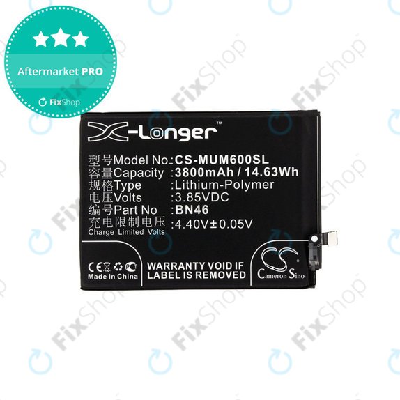 Batterie pour Xiaomi Redmi Note 8T, 3800mAh, Li-Pol, 3.85 V, BN46, HQ