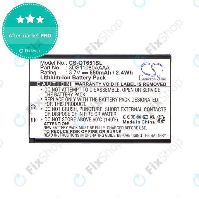 Batterie pour Alcatel Lollipops, 650mAh, Li-Ion, 3.7V, 3DS11080AAAA, HQ