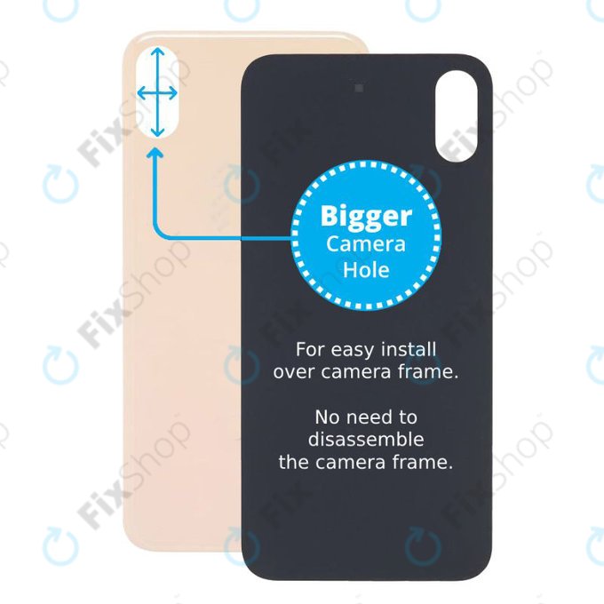 Apple iPhone XS - Verre du boîtier arrière avec plus grand trou pour l'appareil photo (Or)