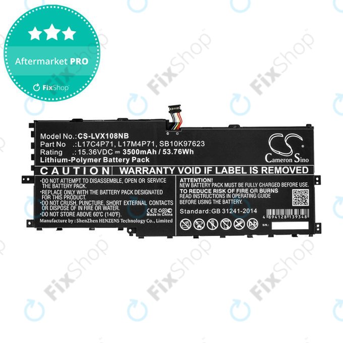 Batterie pour Lenovo ThinkPad X1 Yoga 2018, 3500mAh, Li-Pol, 15.36V, L17C4P71, HQ