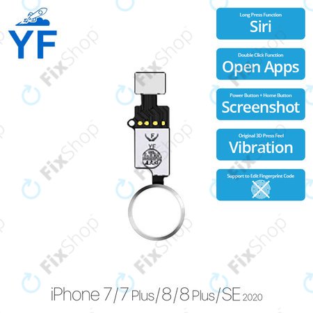 Apple iPhone 7, 7 Plus, 8, 8 Plus, SE (2020), SE (2022) - Bouton Home YF (Argent)