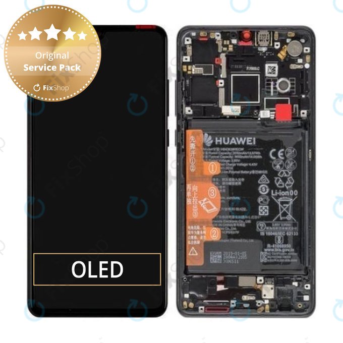 Huawei P30 - Ecran LCD + Ecran Tactile + Cadre + Batterie (Noir) - 02352NLL, 02354HLT, 0254HMG Genuine Service Pack