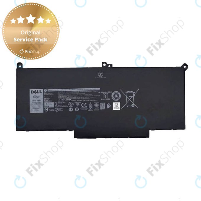 Dell Latitude 7280, 7290, 7380, 7390, 7480, 7490, E7280 - Batterie F3YGT 7600mAh - Genuine Service Pack