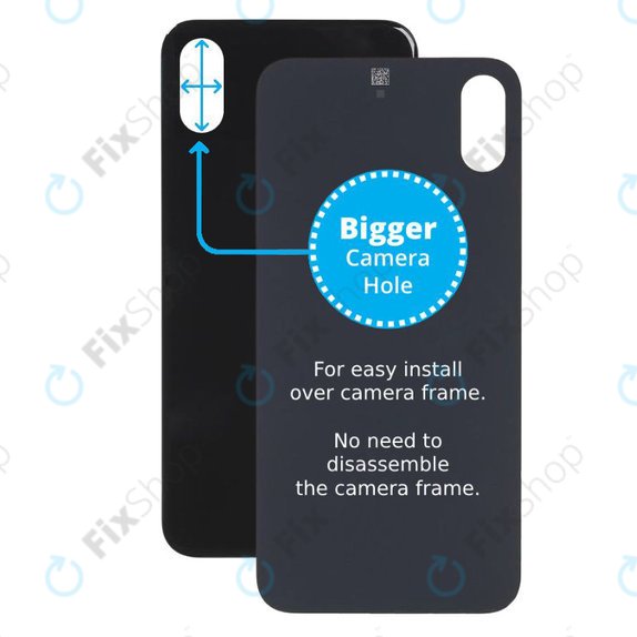 Apple iPhone X - Verre du boîtier arrière avec plus grand trou pour l'appareil photo (gris sidéral)