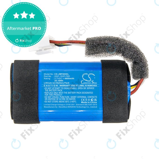 Batterie pour JBL Flip 6, 6800mAh, Li-Ion, 3.7V, GSP-1S2P-F6D, HQ