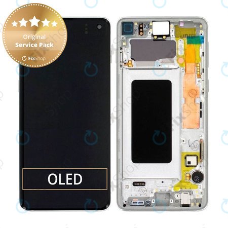 Samsung Galaxy S10 G973F - Écran LCD + Écran Tactile + Cadre (Blanc Prisme) - GH82-18850B, GH82-18835B Genuine Service Pack