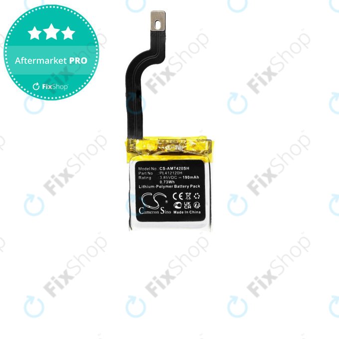 Batterie pour Amazfit GTR 42mm, 190mAh, Li-Pol, 3.85V, PL412120H, HQ