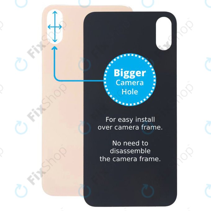 Apple iPhone XS Max - Verre du boîtier arrière avec plus grand trou pour l'appareil photo (Or)