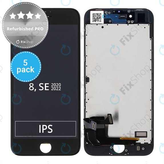 Apple iPhone 8, SE (2020), SE (2022) - Écran LCD + Écran tactile + Cadre (Black) Refurbished PRO (5 Pack)