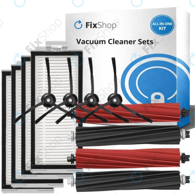 Kit de pièces de rechange pour Xiaomi Roborock Q5 Pro, Q8 Max+ (2x Brosse principale, 4x Filtre, 4x Brosse latérale – noire)