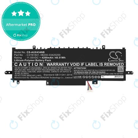 Batterie pour Asus ZenBook 14, Flip 14, 4200mAh, Li-Pol, 11.55V, C31N1841, HQ