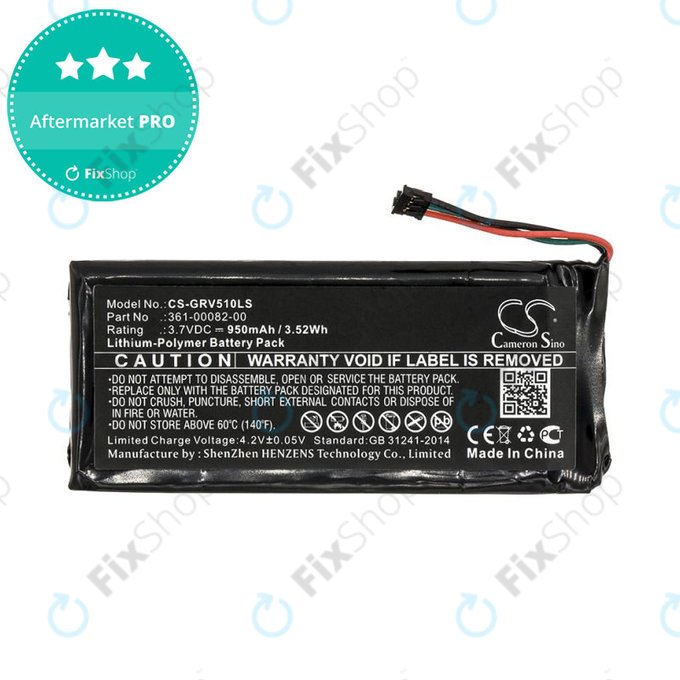 Batterie pour Garmin Varia TL, RTL510, Varia RTL501, 950mAh, Li-Pol, 3.7V, 361-00082-00, HQ