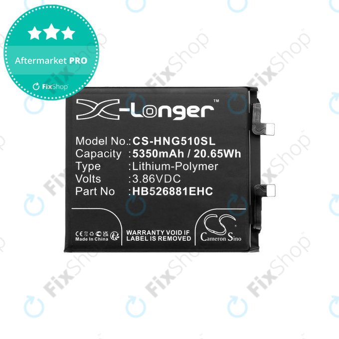 Batterie pour Honor Magic 5 Pro, 5350mAh, Li-Pol, 3.86V, HB526881EHC, HQ