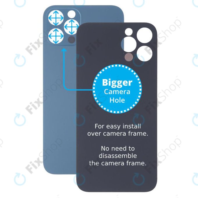 Apple iPhone 13 Pro Max - Verre du boîtier arrière avec plus grand trou pour l'appareil photo (bleu)