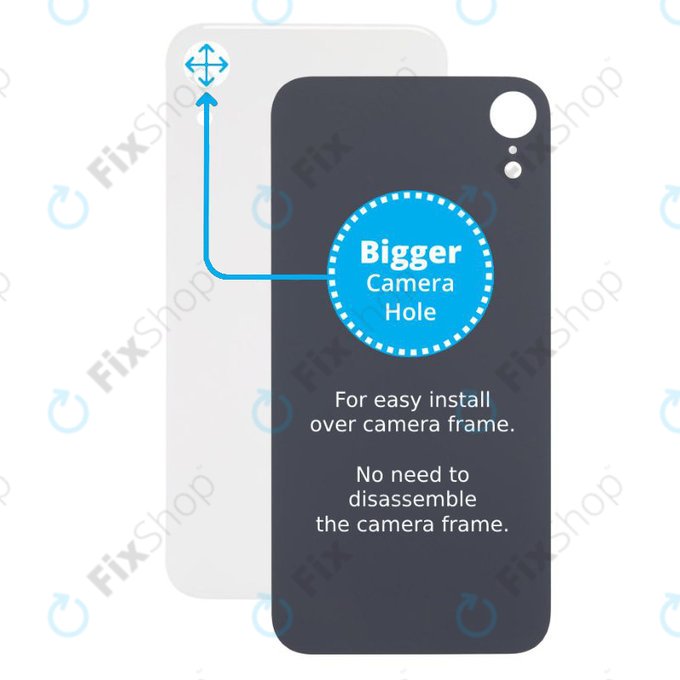 Apple iPhone XR - Verre du boîtier arrière avec plus grand trou pour l'appareil photo (blanc)