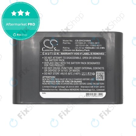 Batterie pour Dyson DC31, DC34, DC35, DC44, 1500mAh, Li-Ion, 22.2V, 17083-2811, HQ