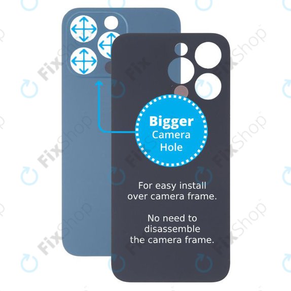 Apple iPhone 13 Pro - Verre du boîtier arrière avec plus grand trou pour l'appareil photo (bleu)