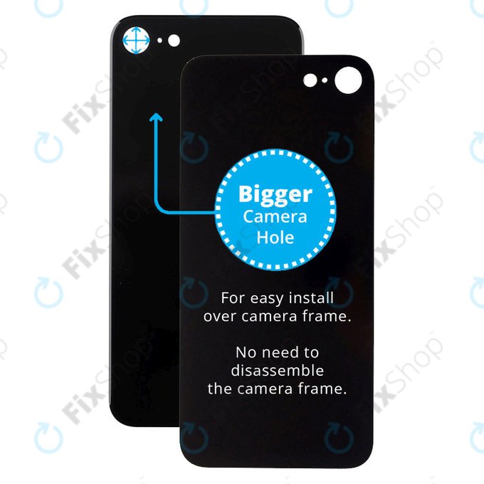 Apple iPhone SE (3rd Gen 2022) - Verre du boîtier arrière avec plus grand trou pour la caméra (Midnight)