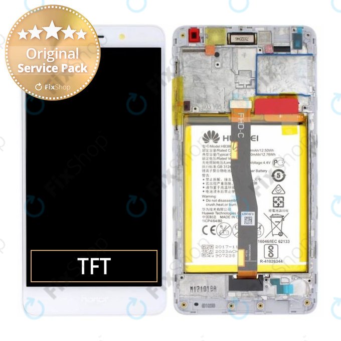 Huawei Honor 6X - Écran LCD + Ecran Tactile + Cadre + Batterie (Or, Argent) - 02351ADQ Genuine Service Pack