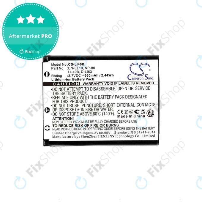 Batterie pour Olympus MJU, AGFA Optima, Praktica Luxmedia, 660mAh, Li-Ion, 3.7V, LI-42B, HQ